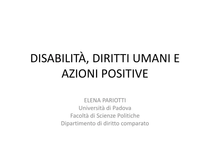 disabilit diritti umani e azioni positive