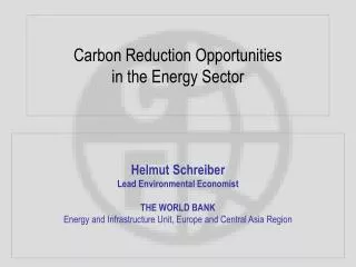 Carbon Reduction Opportunities in the Energy Sector