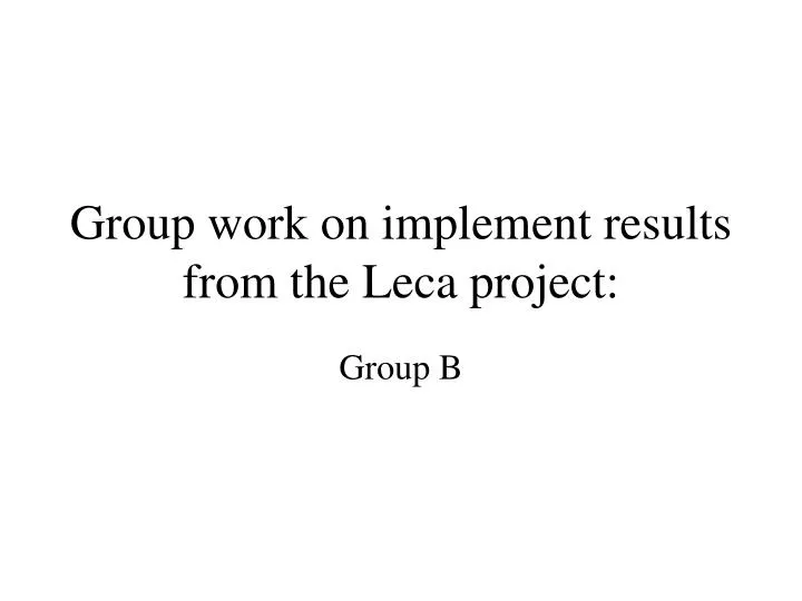 group work on implement results from the leca project