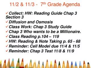 11/2 &amp; 11/3 - 7 th Grade Agenda