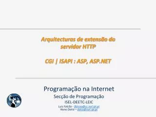 arquitecturas de extens o do servidor http cgi isapi asp asp net