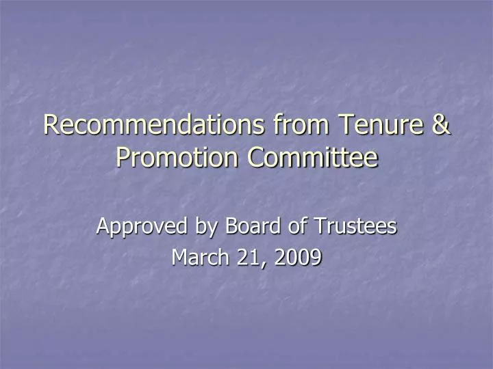 recommendations from tenure promotion committee