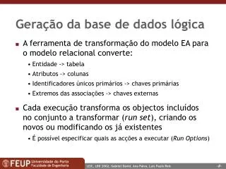 gera o da base de dados l gica