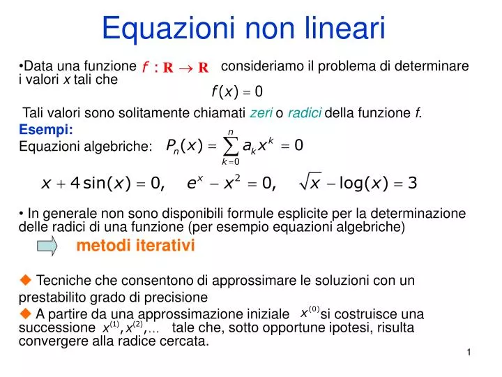 equazioni non lineari