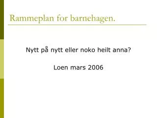 rammeplan for barnehagen