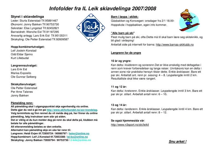 infofolder fra il leik skiavdelinga 2007 2008