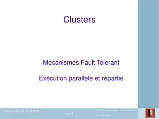 m canismes fault tolerant ex cution parallele et r partie