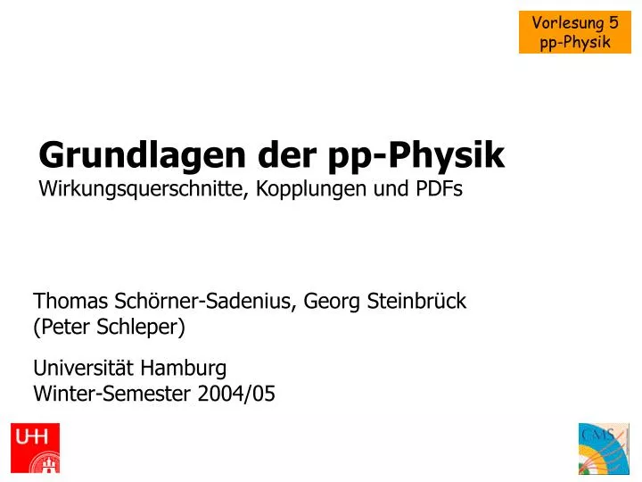 grundlagen der pp physik wirkungsquerschnitte kopplungen und pdfs