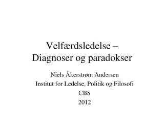 velf rdsledelse diagnoser og paradokser
