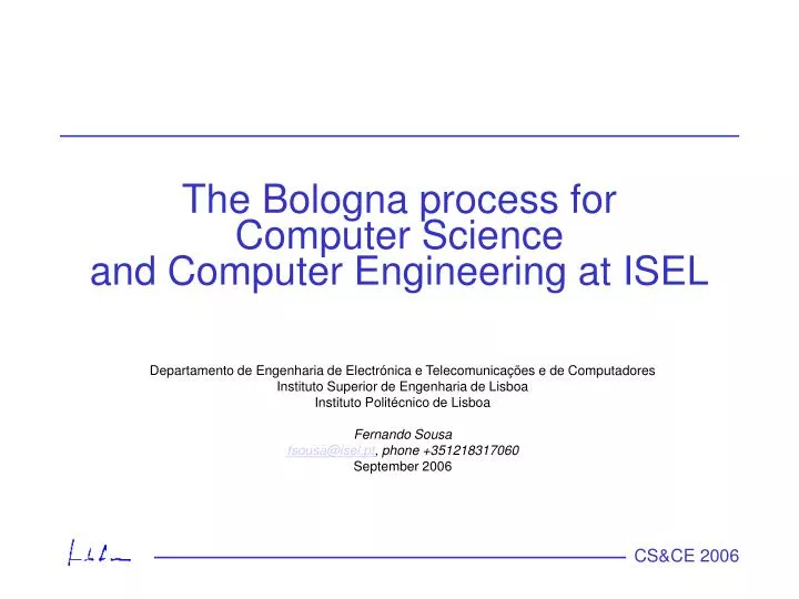 the bologna process for computer science and computer engineering at isel