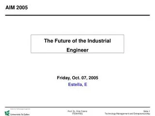The Future of the Industrial Engineer