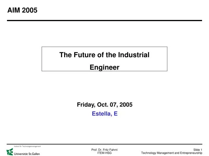 the future of the industrial engineer