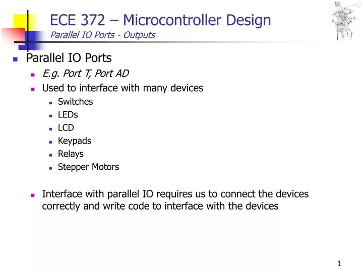 ece 372 microcontroller design parallel io ports outputs