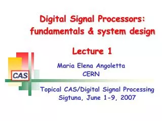 Digital Signal Processors: fundamentals &amp; system design Lecture 1