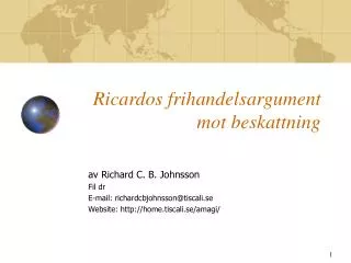 ricardos frihandelsargument mot beskattning