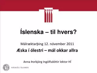 slenska til hvers