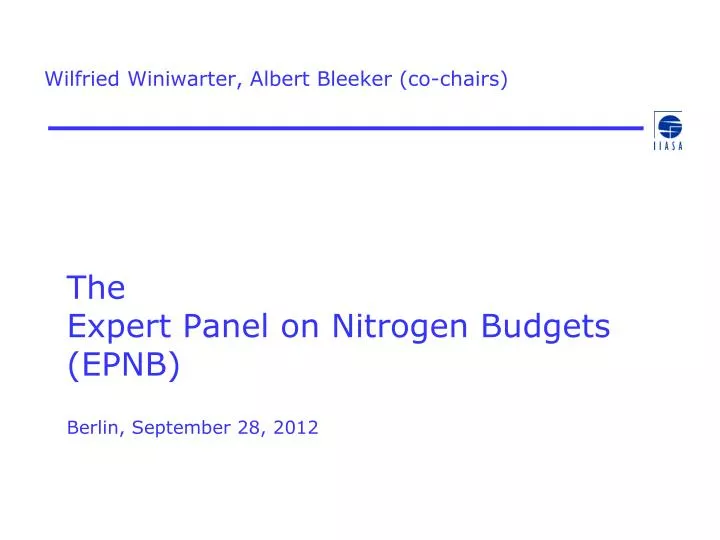 the expert panel on nitrogen budgets epnb berlin september 28 2012