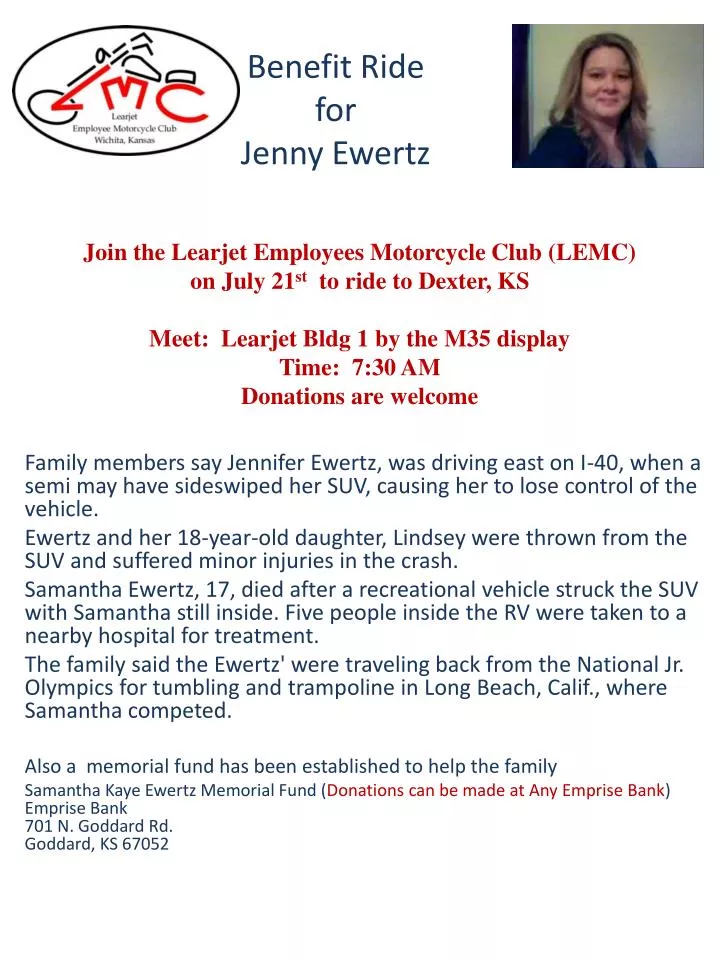 benefit ride for jenny ewertz