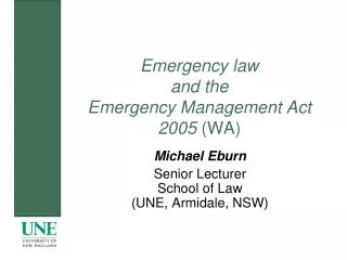 Emergency law and the Emergency Management Act 2005 (WA)