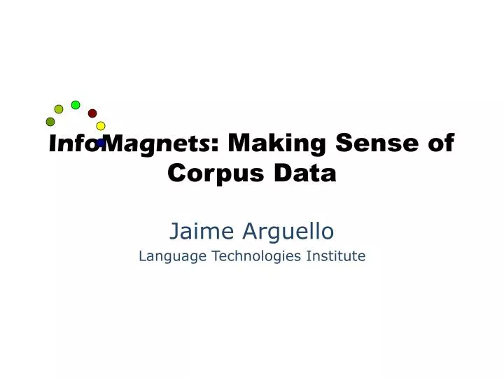 infomagnets making sense of corpus data