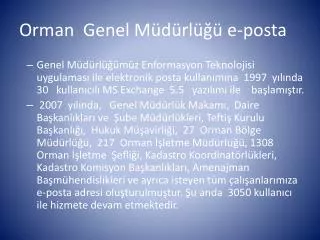 orman genel m d rl e posta