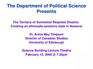 The Department of Political Science Presents