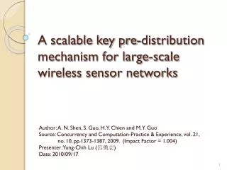 A scalable key pre-distribution mechanism for large-scale wireless sensor networks