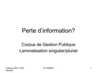 perte d information