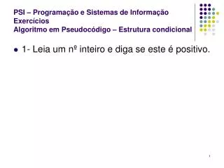 psi programa o e sistemas de informa o exerc cios algoritmo em pseudoc digo estrutura condicional