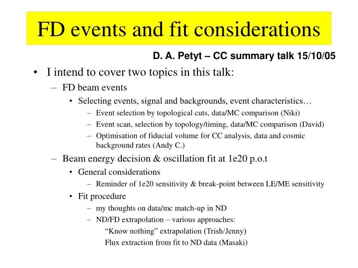 fd events and fit considerations