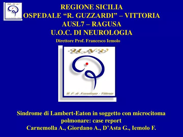 regione sicilia ospedale r guzzardi vittoria ausl7 ragusa u o c di neurologia