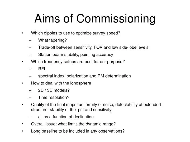 aims of commissioning