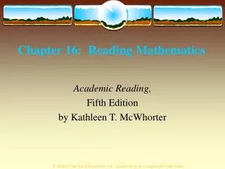 Chapter 16: Reading Mathematics