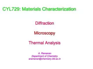 CYL729: Materials Characterization