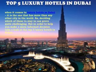 5 luxurious hotels in Dubai