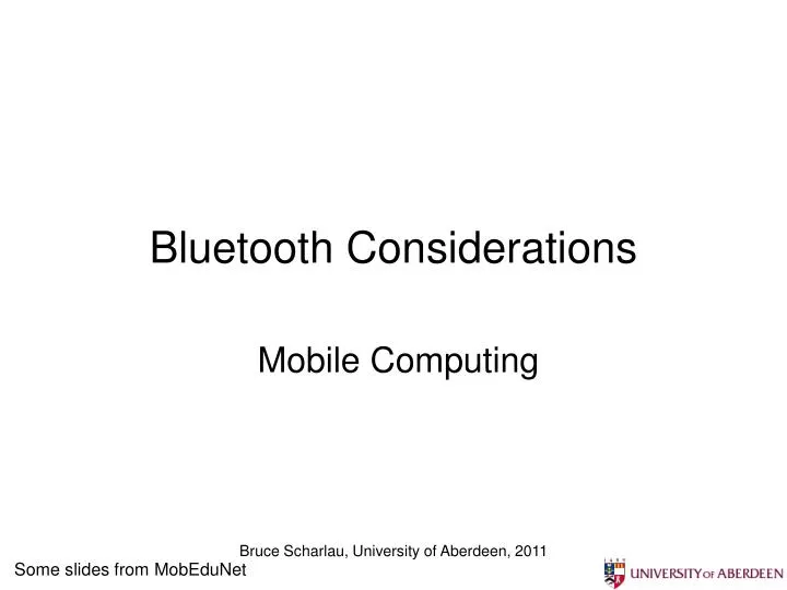 bluetooth considerations