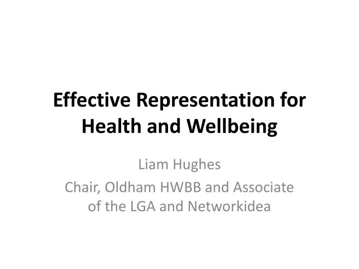 effective representation for health and wellbeing