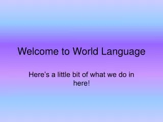 welcome to world language