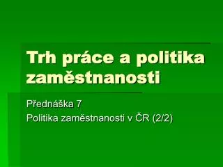 trh pr ce a politika zam stnanosti