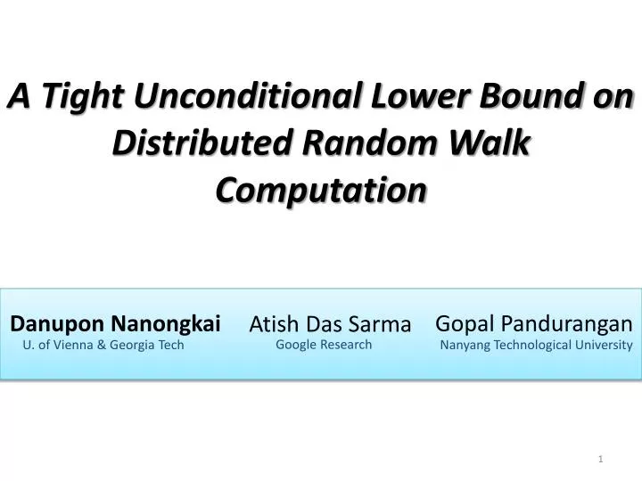 a tight unconditional lower bound on distributed random walk computation