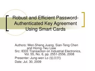 Robust and Efficient Password-Authenticated Key Agreement Using Smart Cards