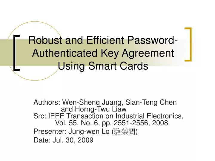robust and efficient password authenticated key agreement using smart cards