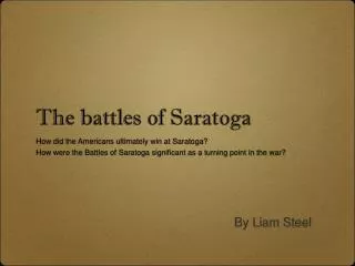 The battles of Saratoga