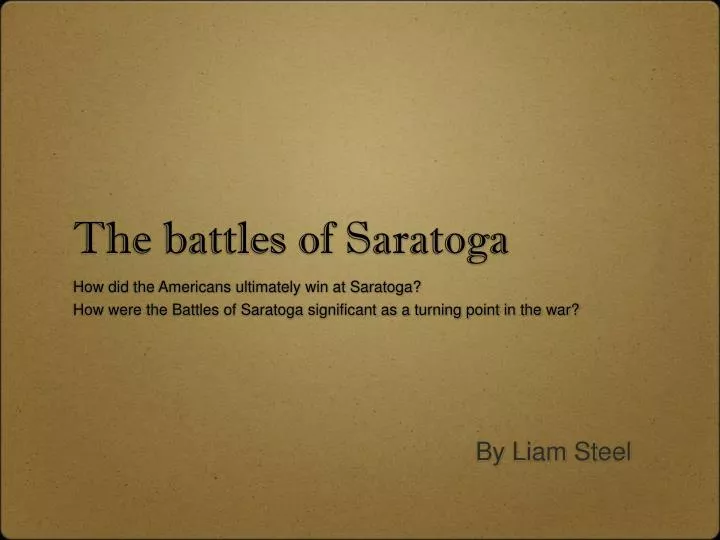 the battles of saratoga