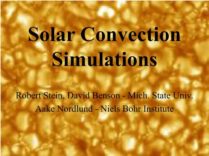 solar convection simulations