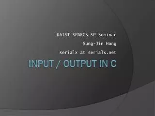 kaist sparcs sp seminar sung jin hong serialx at serialx net