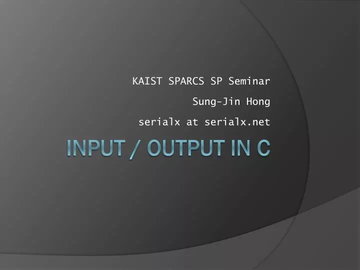 kaist sparcs sp seminar sung jin hong serialx at serialx net