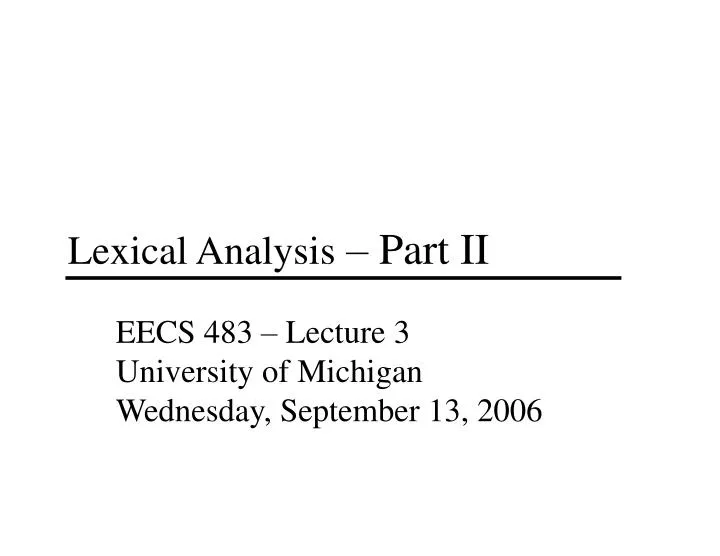 lexical analysis part ii