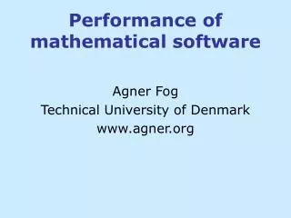 Performance of mathematical software