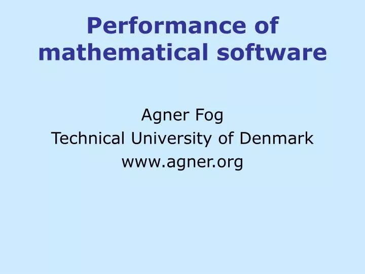 performance of mathematical software